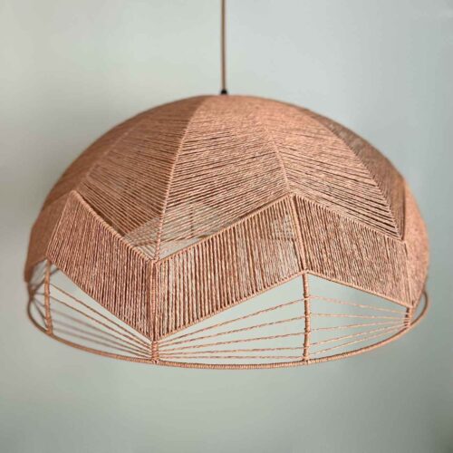 Suspension tissée bohème – Lumière rustique en chanvre tissé