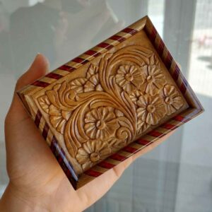 Wooden Jewelry Box with Carving – Perfect for Organizing Necklaces, Rings & Earrings