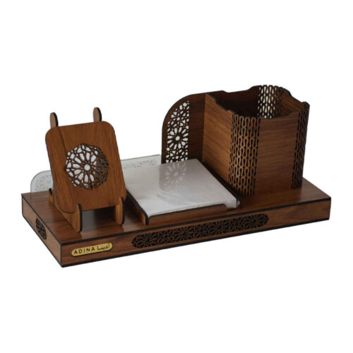 Accessoire organiseur de bureau en bois avec design géométrique