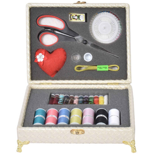 Kit de couture en bois avec finition simili cuir – Idéal pour loisirs créatifs, réparations & couture