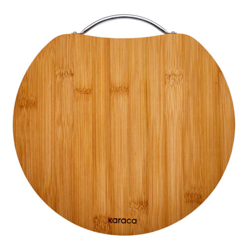 Planche à découper et à servir en bois de bambou – Avec poignée en métal