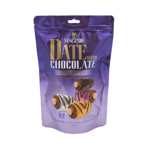 Dattes enrobées de chocolat avec amandes – 250g (x6)