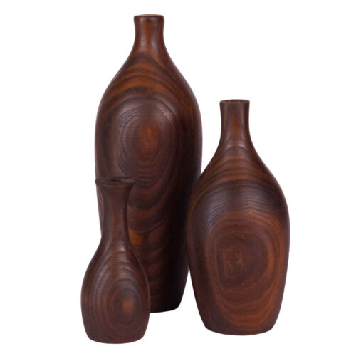 Vase miniature en bois classique – Magnifiquement conçu pour tous les environnements – Lot de 3.