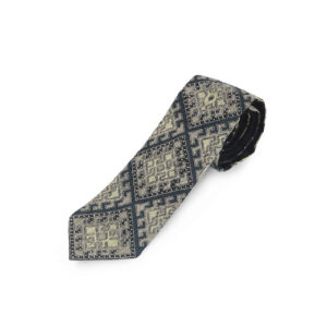 Cravate brodée pour homme – Inspirée de la tradition persane avec détails faits main en gris clair