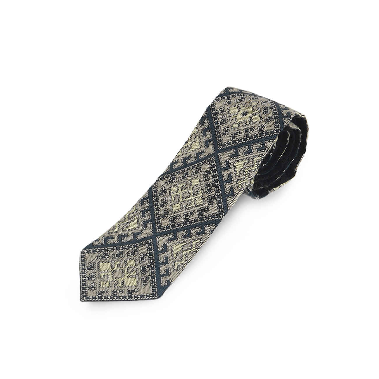 Cravate brodée pour homme - Inspirée de la tradition persane avec détails faits main en gris clair