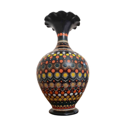 Vase en poterie décoratif persan fait main avec design de peinture à points