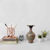 Vase en poterie décoratif persan fait main avec design de peinture à points