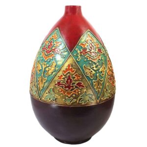 Vase en poterie décoratif persan fait main avec design en relief