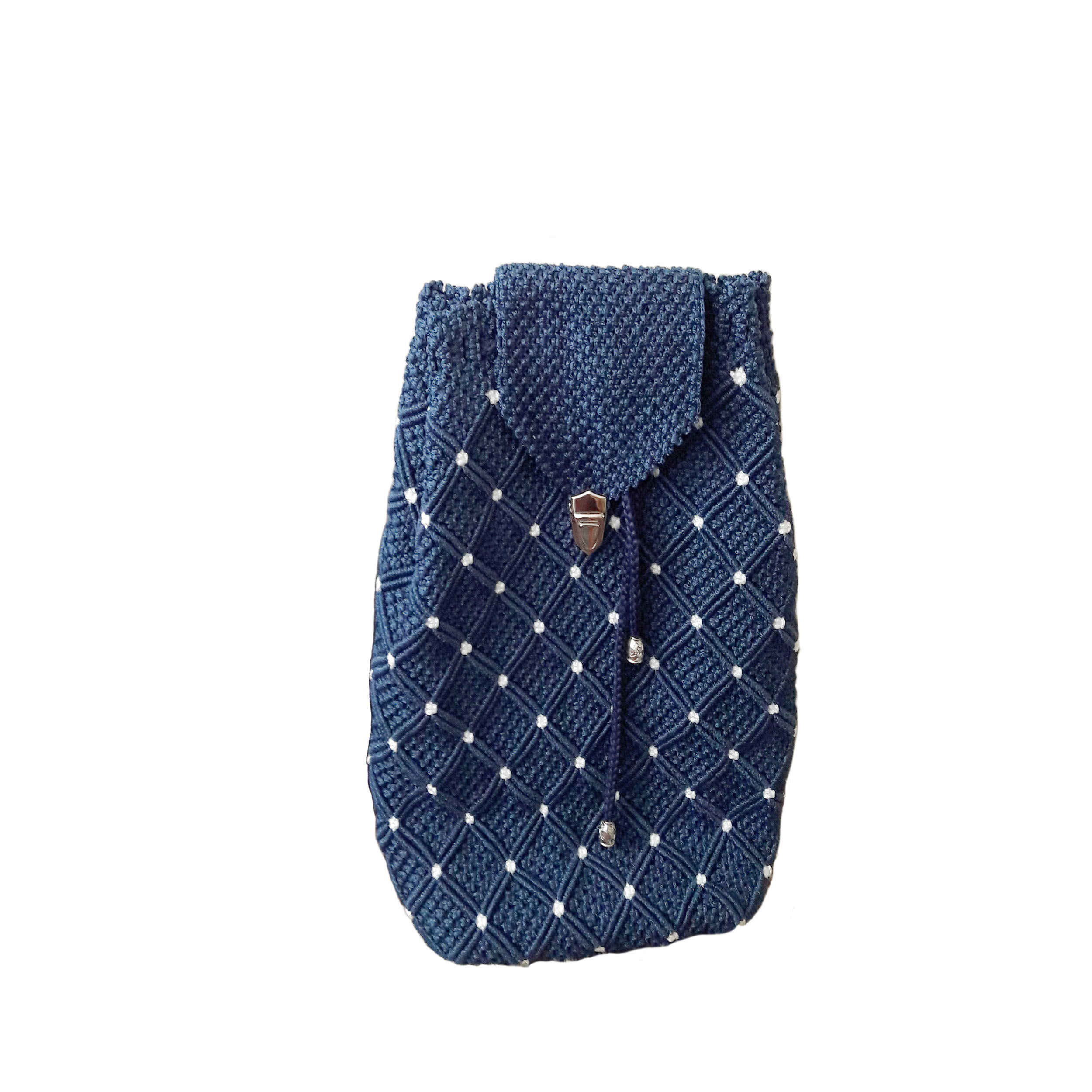 Sac à Dos Décontracté au Crochet Fait Main – Élégant et Durable en Bleu Marine