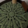 Nappe en crochet fait main avec design de feuilles chic et luxueux en vert