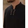 Tunique islamique pour hommes musulmans avec 8 boutons en noir – Idéale pour un usage quotidien