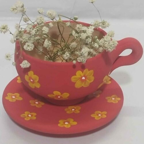 Tasse à Thé et Soucoupe en Poterie Artisanale Persane pour une Expérience de Dégustation de Thé Conviviale