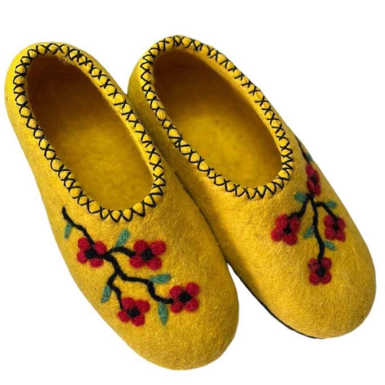 Chausson en laine fait main douce persan pour femmes avec design floral