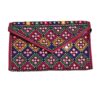 Pochette pour femmes en cuir persan faite main - Broderie Suzani en rose