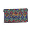 Pochette pour femmes en cuir persan faite main - Broderie Suzani en rose