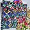 Pochette pour femmes en cuir persan faite main - Broderie Suzani en rose