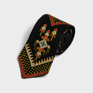 Cravate pour homme persane – Broderie traditionnelle délicate en noir
