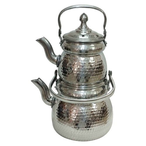 Double théière persane en métal durable pour une infusion unique et savoureuse