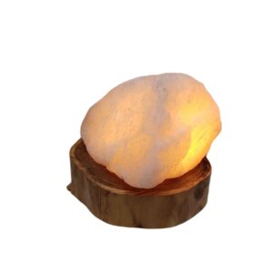 Lampe en sel persan pour bien-être naturel – sublimez votre espace avec support en bois