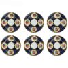 Assiette à thé persane - Porcelaine avec modèle Quatre Fleurs (Lot de 6)
