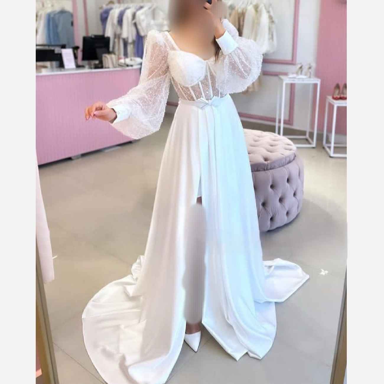 Persian Wedding Dress - Arabic Style with Lace Sleeve, Chic & Lux