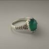 Bague en argent pour femme Agate avec design de grappes de blé et pierre verte