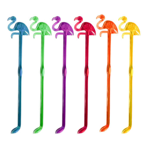 Cuillère à Bar en Plastique – Parfaite pour Mélanger & Superposer avec Design Flamant Rose Paquet de 6