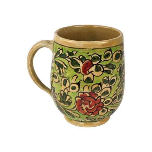 Mug en Poterie – Artisanat Parfait pour un Matin Confortable avec Design de Fleurs