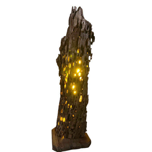 Lampe de table en bois rustique – tronc naturel pour la décoration