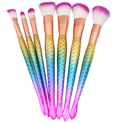 Ensemble de pinceaux cosmétiques inspiré des licornes – 7 pièces pastel