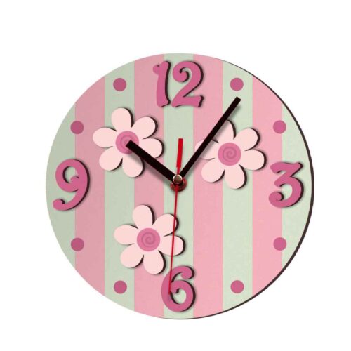 Horloge Murale en Bois Parfaite pour Chambre d’Enfant avec Design Floral