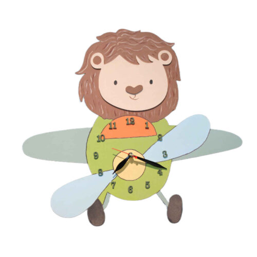 Horloge Murale en Bois Parfaite pour Cadeaux & Chambre d’Enfant avec Design de Lion