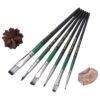 Set de 6 pinceaux plats artificiels de haute qualité avec manche en bois – Coréen