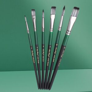 Set de 6 pinceaux plats artificiels de haute qualité avec manche en bois – Coréen
