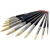 Set de 12 pinceaux ronds doux artificiels de haute qualité avec long manche en bois