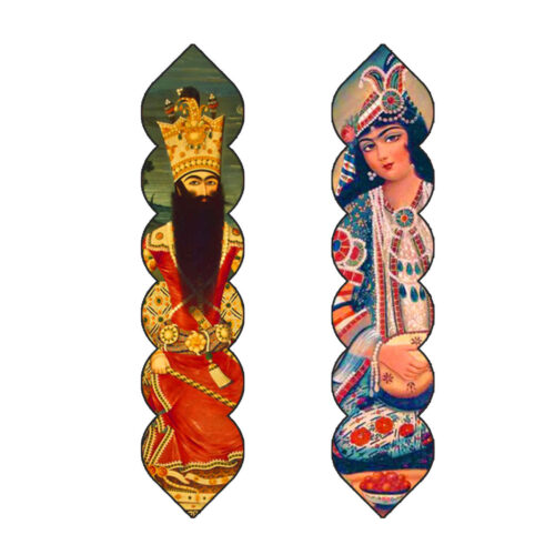 Marque-pages en bois artistique inspirés du style persan – Motif Leyli & Majnoun – Lot de 2
