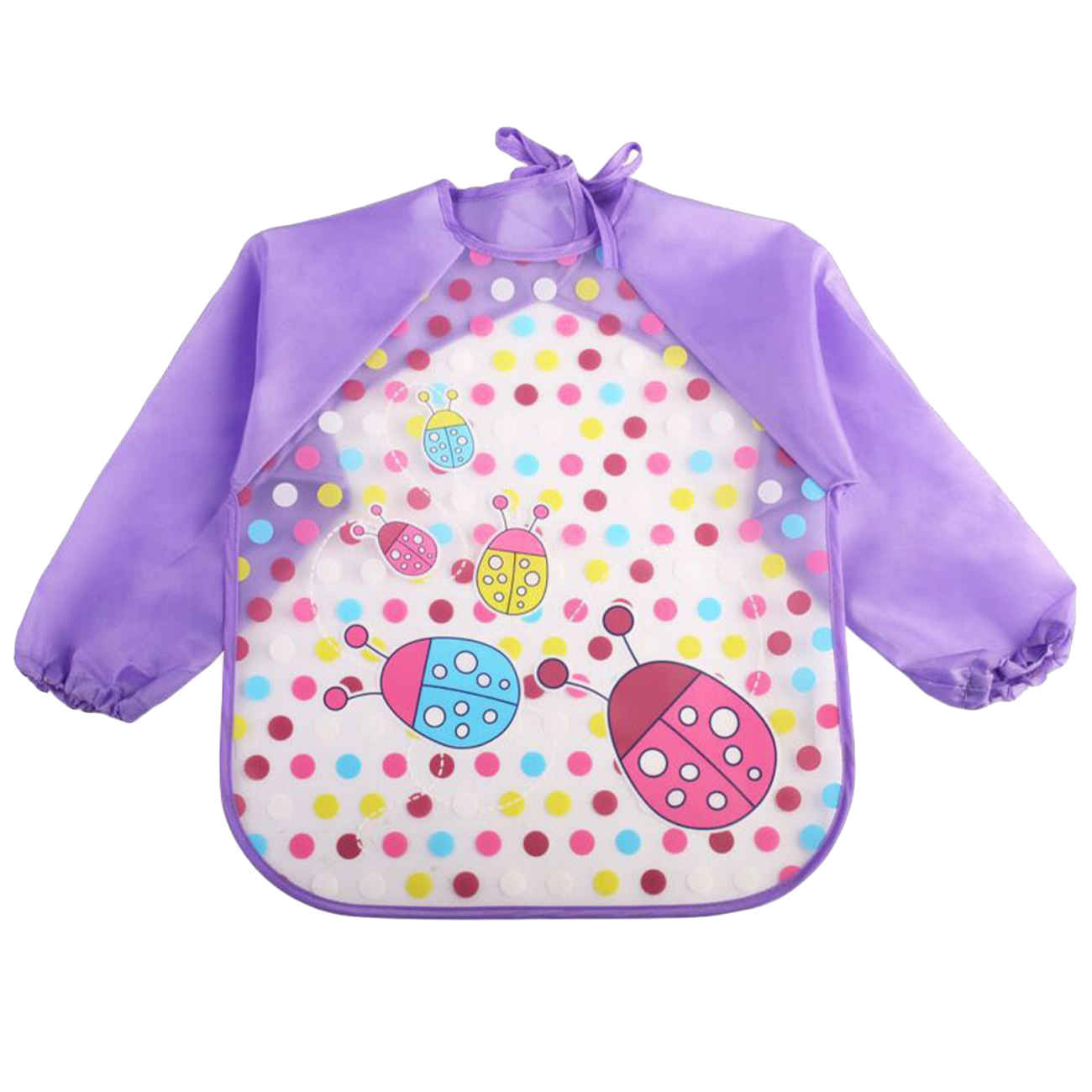 Bavoir Bébé - Garde Bébé Sec et Confortable - Avec Manches - Motif Coccinelle