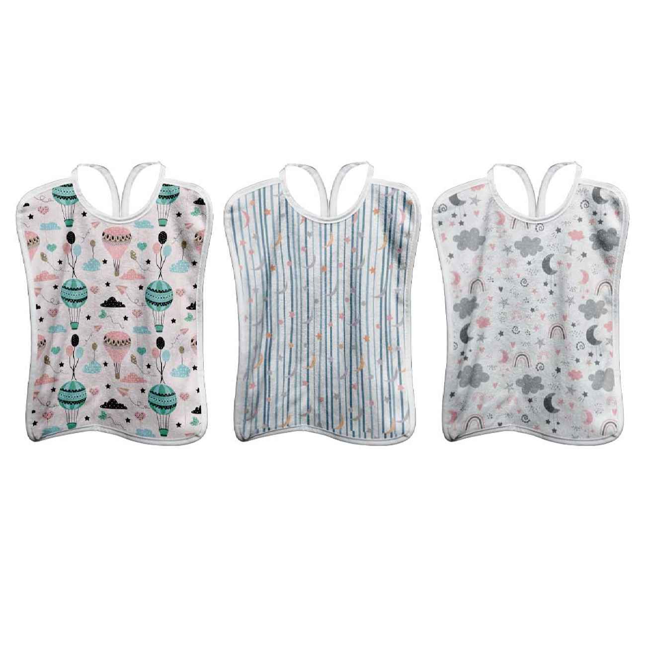 Bavoir Bébé - Double Couche avec Doublure Imperméable - Lot de 3