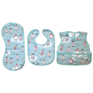 Bavoir Bébé – Adapté aux Repas – Motif Pingouin – Lot de 3