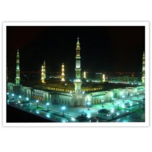 Cadre illuminé rétroéclairé avec un design religieux de la mosquée Al-Nabi