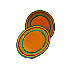 Assiette en céramique – Compatible lave-vaisselle (Ensemble de 2) | Modèle Arc-en-ciel
