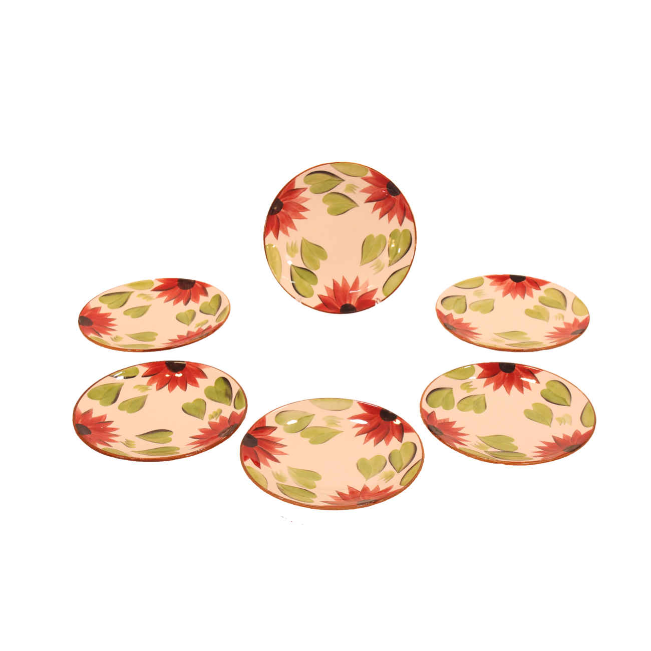 Assiette en céramique - Compatible micro-ondes et lave-vaisselle avec motif floral (Ensemble de 6)