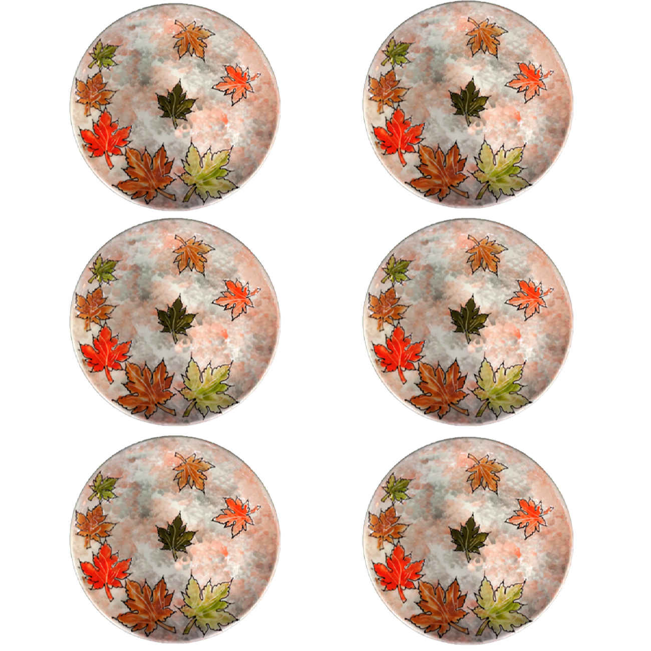 Assiette en céramique - Compatible micro-ondes et lave-vaisselle - Modèle Automne (Ensemble de 6)