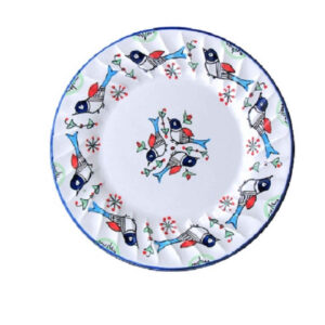 Assiette en céramique – Compatible lave-vaisselle avec motif d’oiseau (Lot de 6)