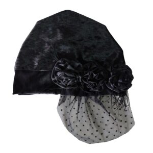 Turban pour Femme en Tissu Velours – Élégance Parfaitement Conçu avec Dentelle et Fleur