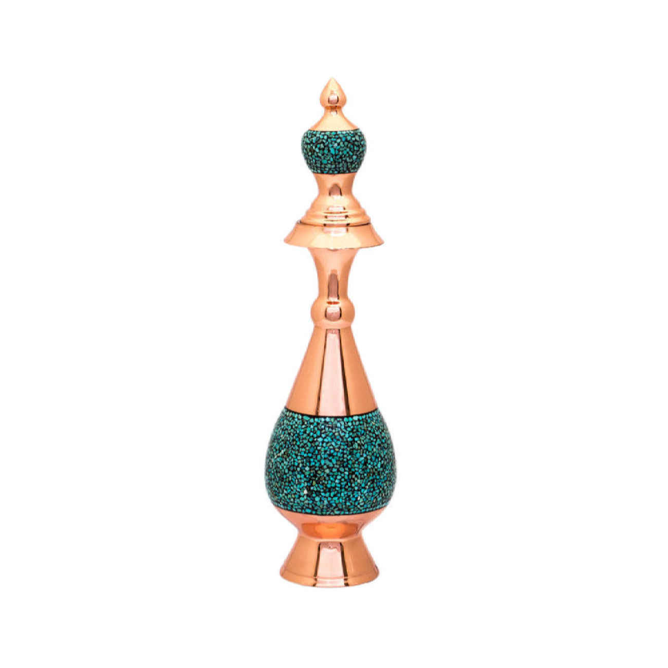 Bouteille décorative en cuivre - Artisanat persan avec design en incrustation de turquoise