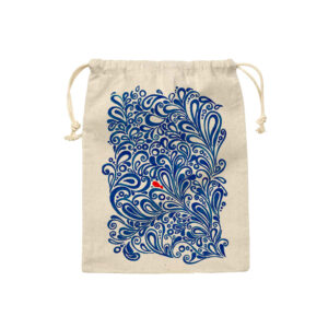 Sac de rangement en coton à cordon, Écologique et réutilisable avec Motif Mer & Poissons