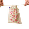 Sac de rangement en coton à cordon - Parfait pour l'organisation avec Motif de Fleur Rose