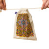 Sac de rangement en coton à cordon - Réutilisable et durable avec Motif de Carreaux Persans