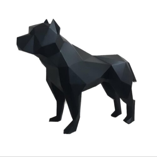 Figurine géométrique de pitbull cubisme – Art moderne fait main
